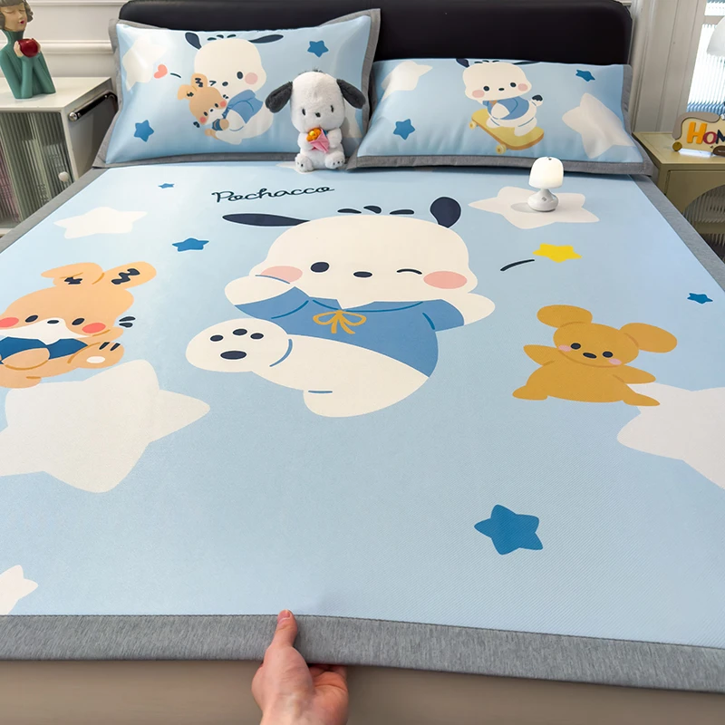 卡通冰丝席三件套2025新款夏季冰藤席宿舍单人空调席可折叠软席子