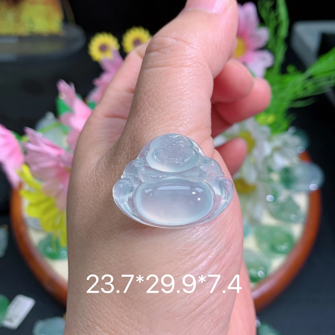 缅甸翡翠A货冰种晴水绿佛公夏挂件水润百搭精冰气气气质妈妈精致