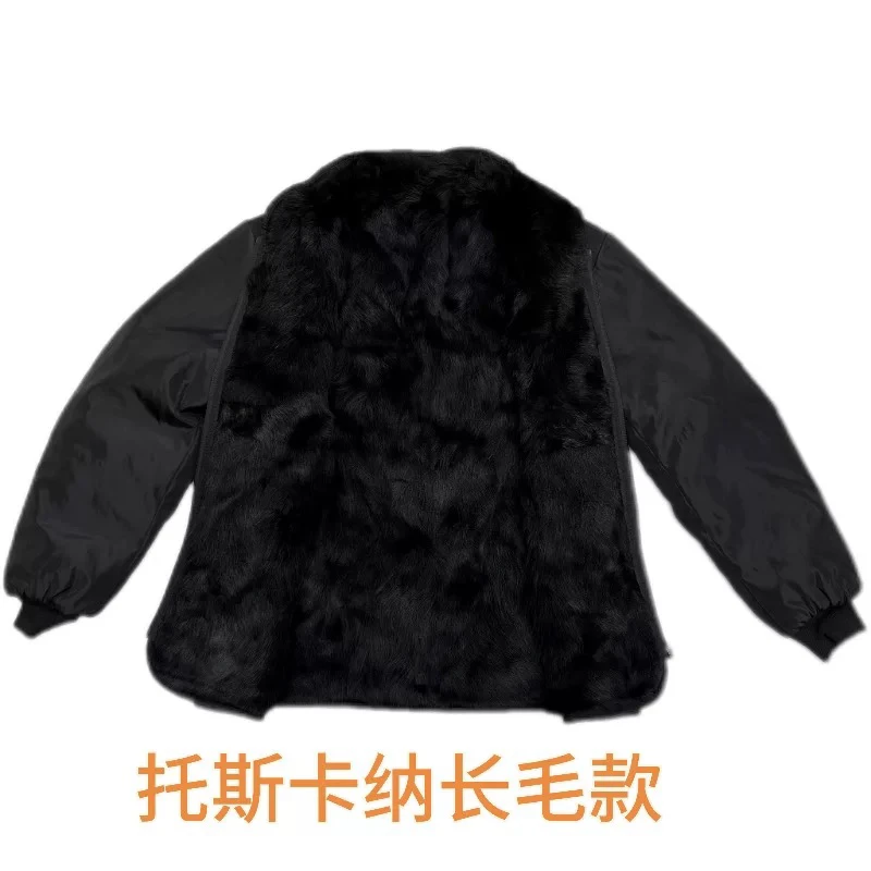 冬季中老年羊毛保暖棉衣长毛拼接内胆棉袄立领防风抗寒外套爸爸装