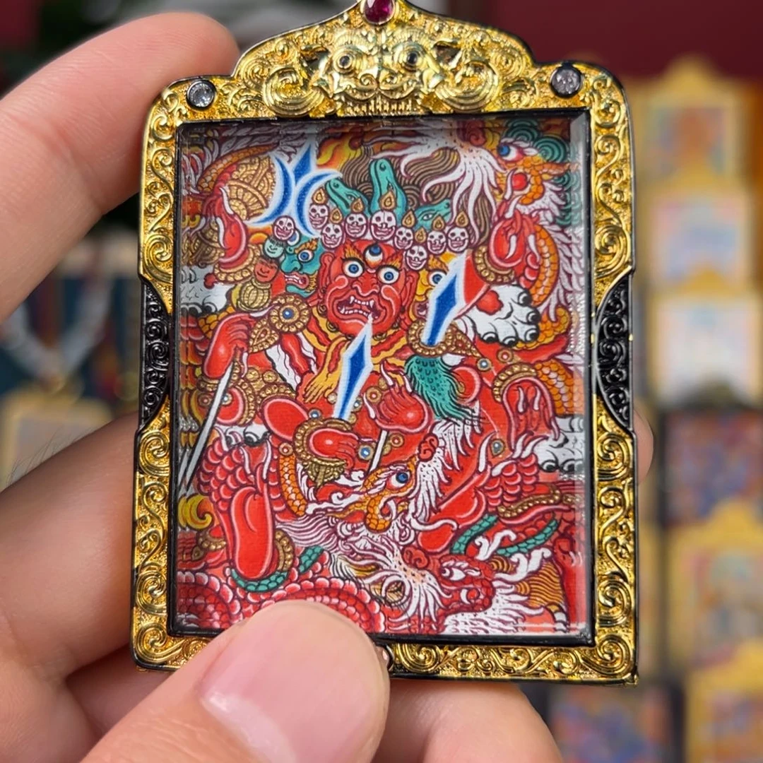 大***云吊坠马头明王热贡纯手绘唐卡