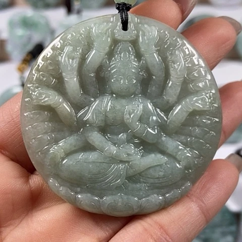 翡翠颈饰未镶嵌千手观音福利