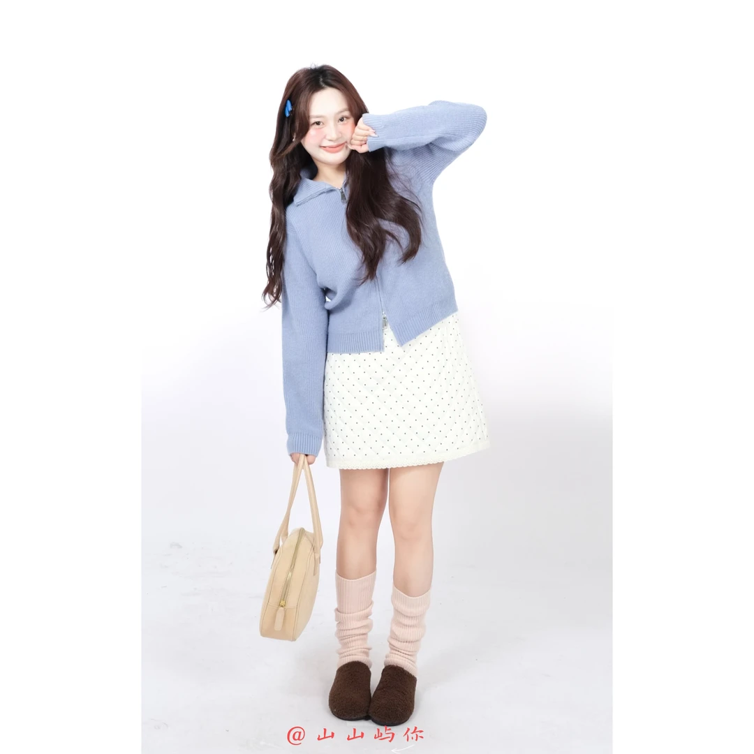 KMZY/KMZY山_山【温柔氛围】微胖mm韩版气质百搭夹棉波点高腰半身裙