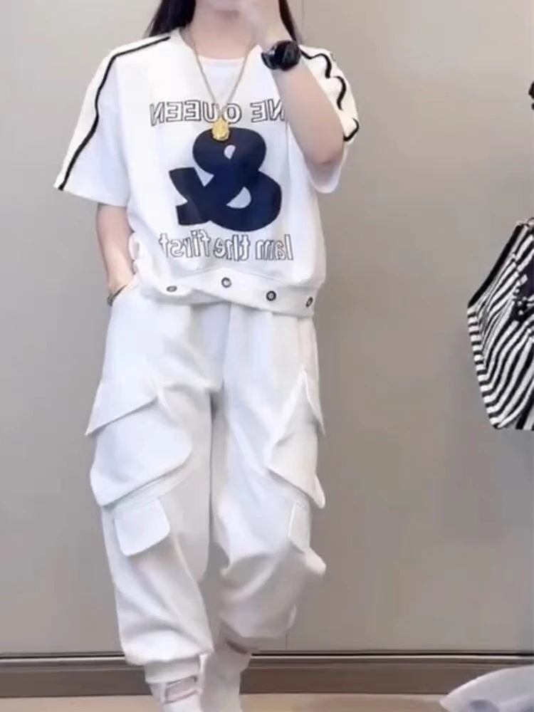 8312大码2025春季新款街头个性口袋百搭工装小脚休闲哈伦裤长裤