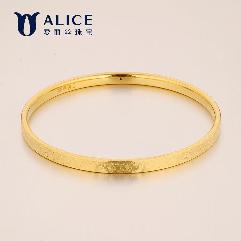 ALICE爱丽丝珠宝 传古金系 爆闪碎碎冰手镯实心手镯CS