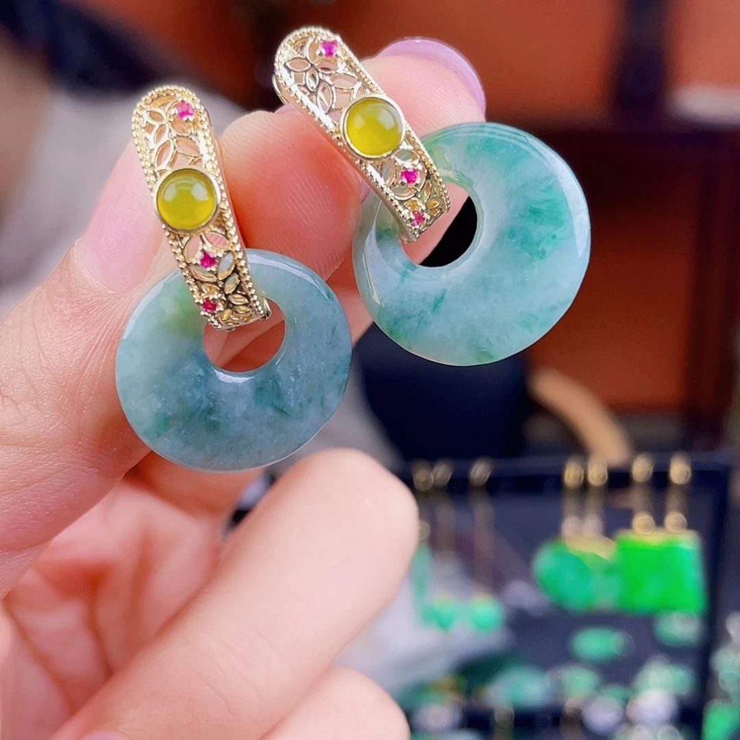 翡翠未镶嵌耳饰饰品