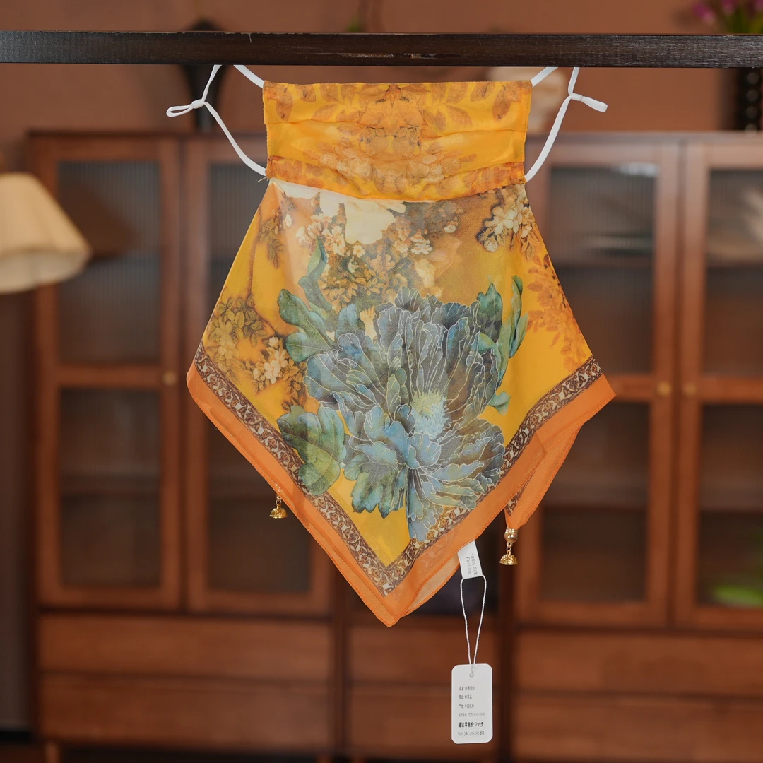 【C10-14金贵牡丹面纱】花罗气质百搭国风双面大方提花高档网红时尚