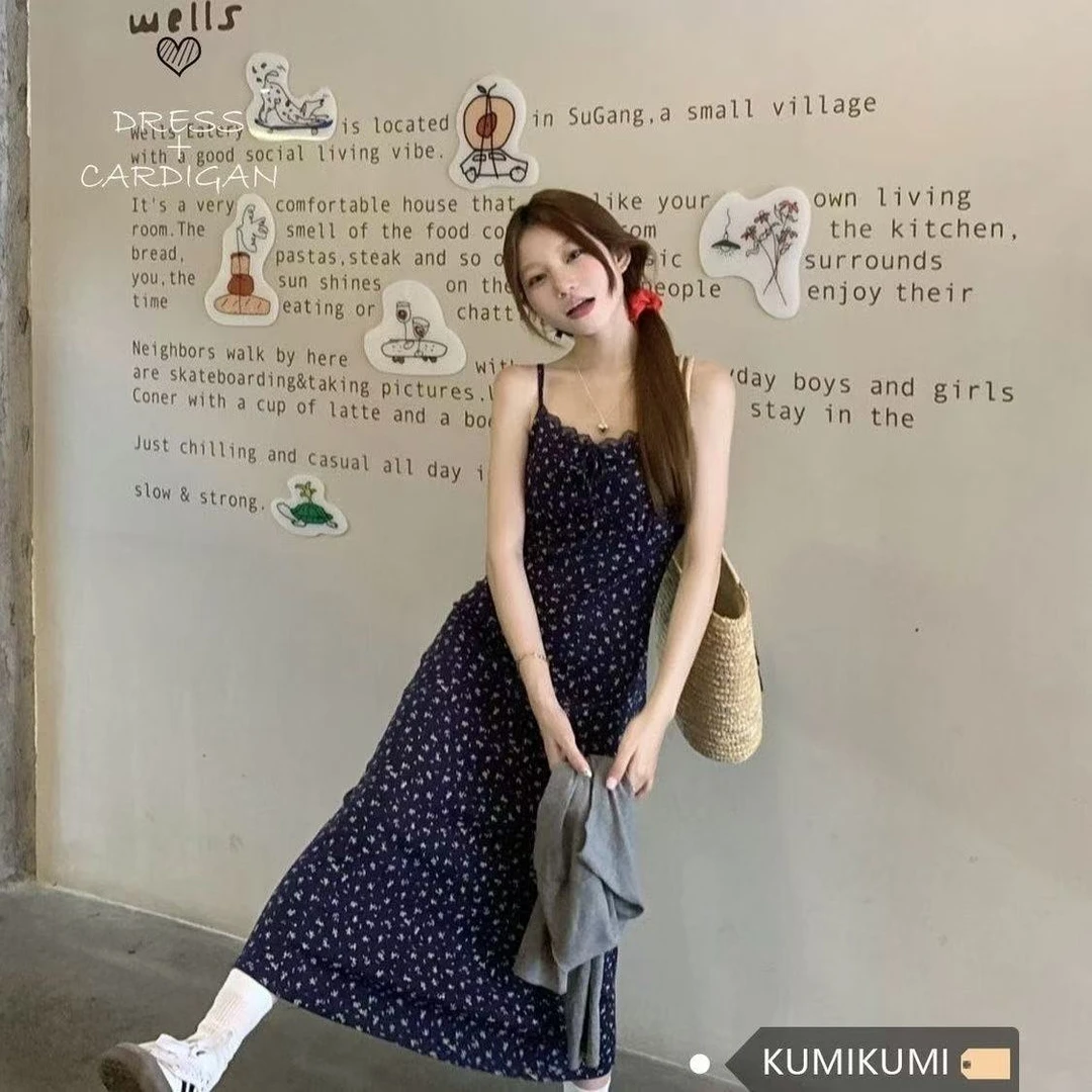 常规吊带碎花无袖夏季套装连衣裙法式小众时尚通勤风