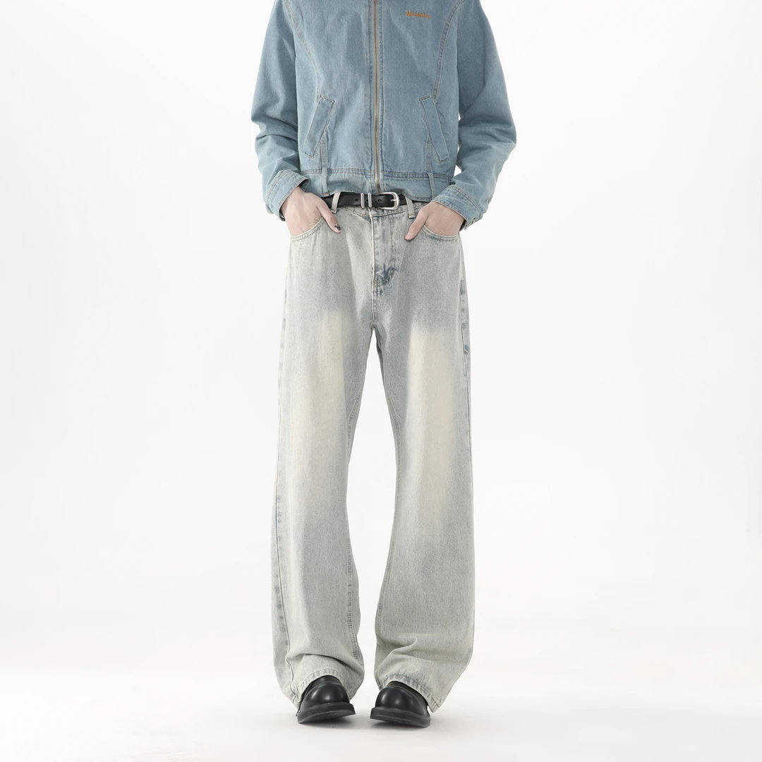 colyon2025美式水洗复古重磅牛仔裤男款百搭黄泥染裤子直筒裤男