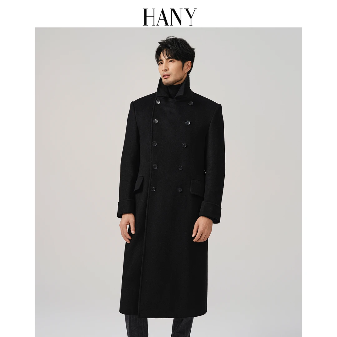 HANY[超厚骆驼绒羊毛马球大衣]2025新款男士长款保暖毛呢风衣秋冬