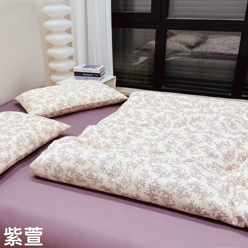 有氧全棉双层纱四件套床罩固定款纯棉亲肤小清新宿舍床上三件套装