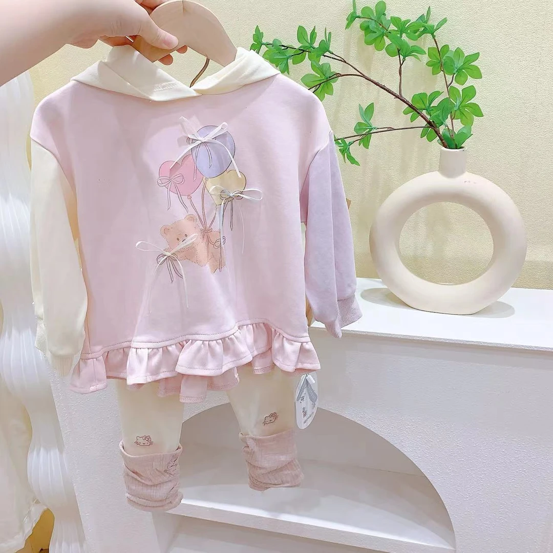 女童粉色卡通上衣杏色卡通打底裤（CXQ-5062+5133-秋A）汉服