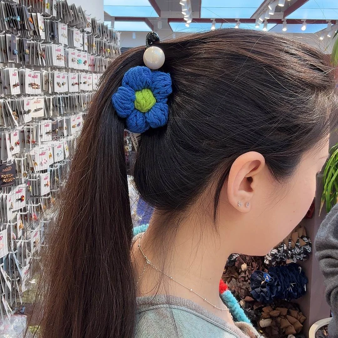 布艺铁合金小号香蕉夹蓝色花7