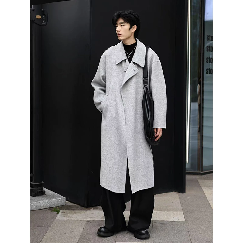 断码清】长款冬季毛呢大衣宽松毛呢呢子排扣外套过外套宽松N86059