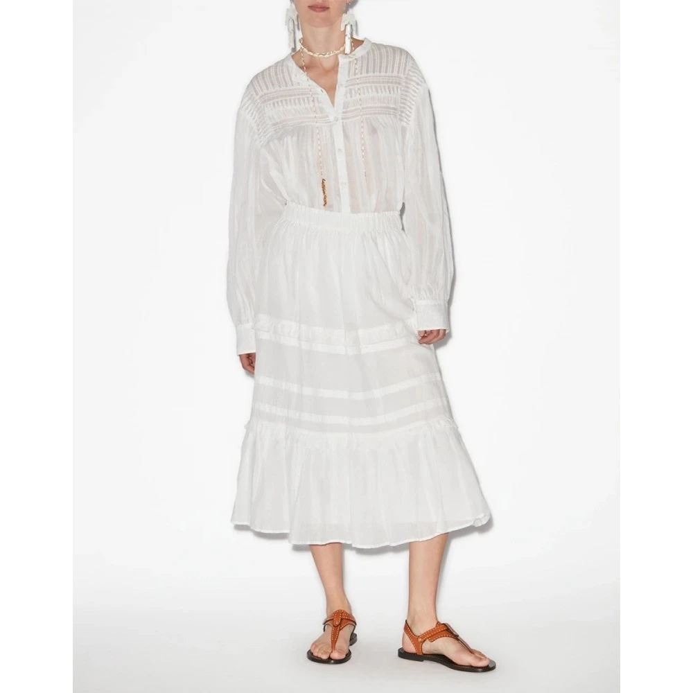 杰瑞【浪漫信件】法式度假风拼接高腰白色半身长裙蛋糕裙甜美文艺