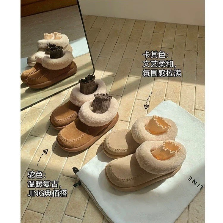 2025冬季新款雪松织语●3.5cm手工勃肯雪地靴女绒保暖毛毛百搭短靴