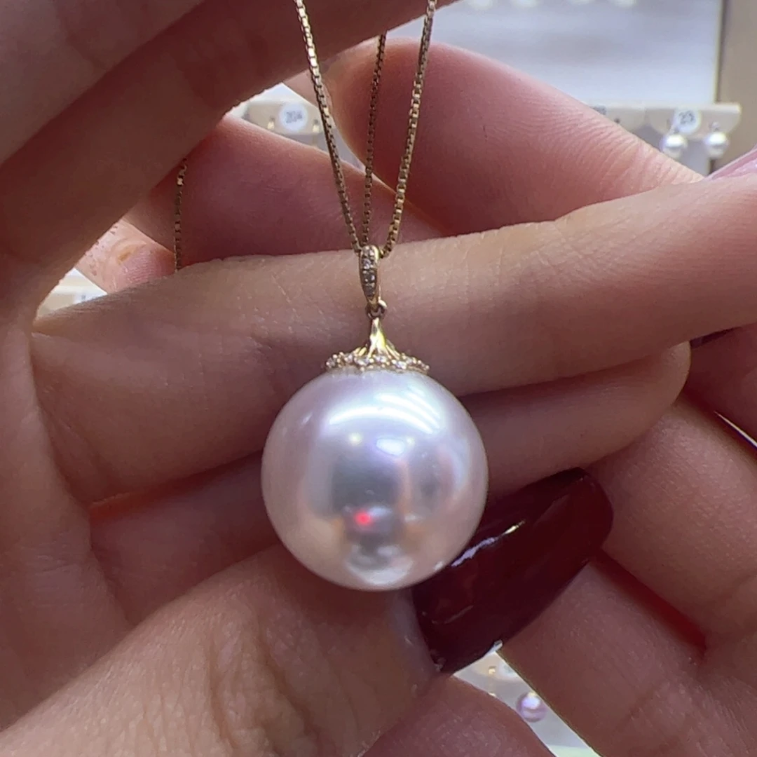 淡水珍珠吊坠(赠链)18K金镶嵌