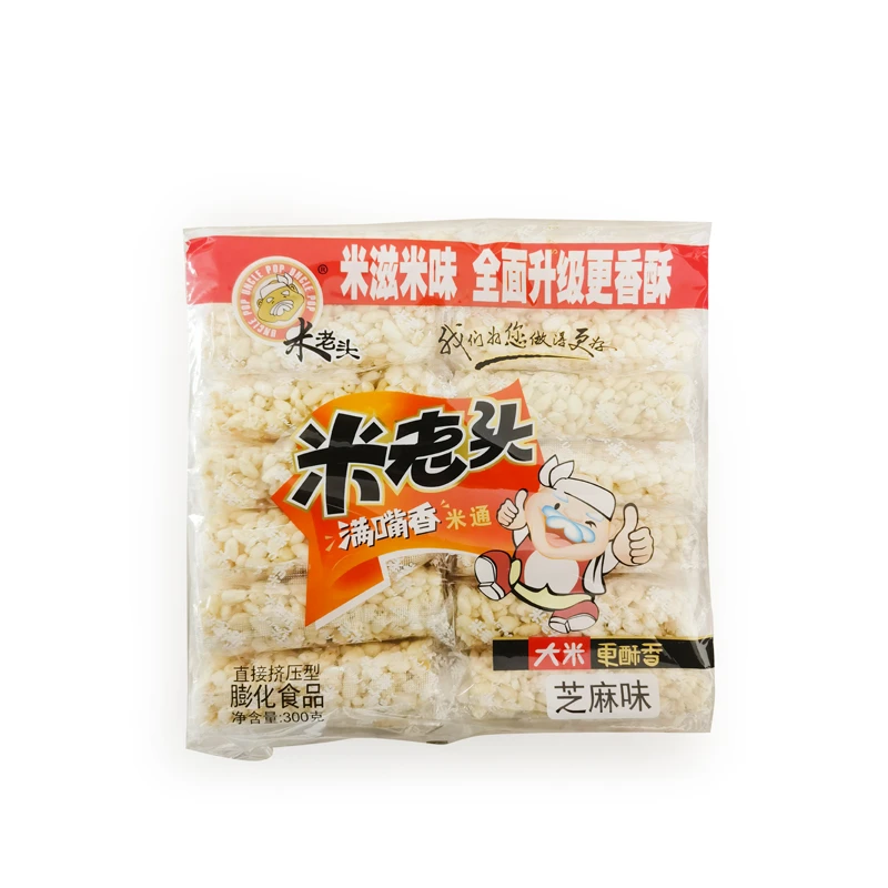 米老头米棒满嘴香麦通花生味芝麻味300g儿时怀旧爆米花零食批发
