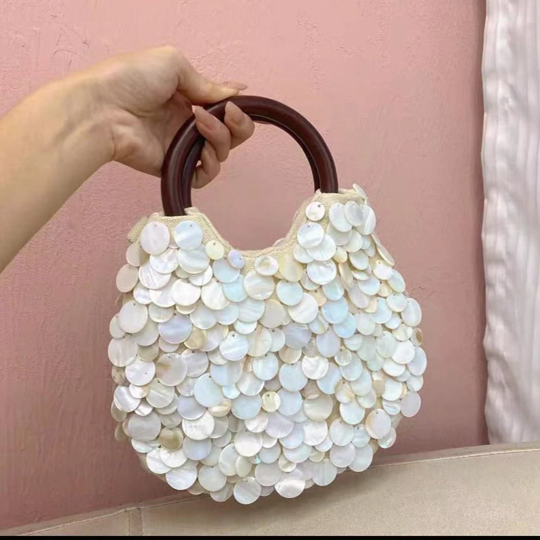 2025夏季新款高级感纯手工天然贝壳包仙女手提女包包个性潮流