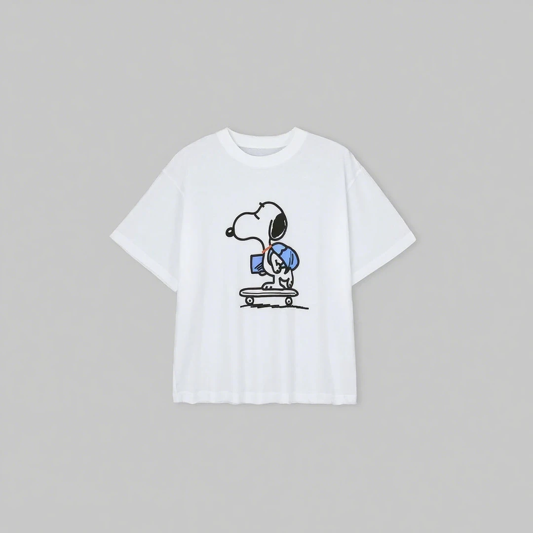 卡通印花正肩宽松圆领短袖美式休闲趣味减龄T恤