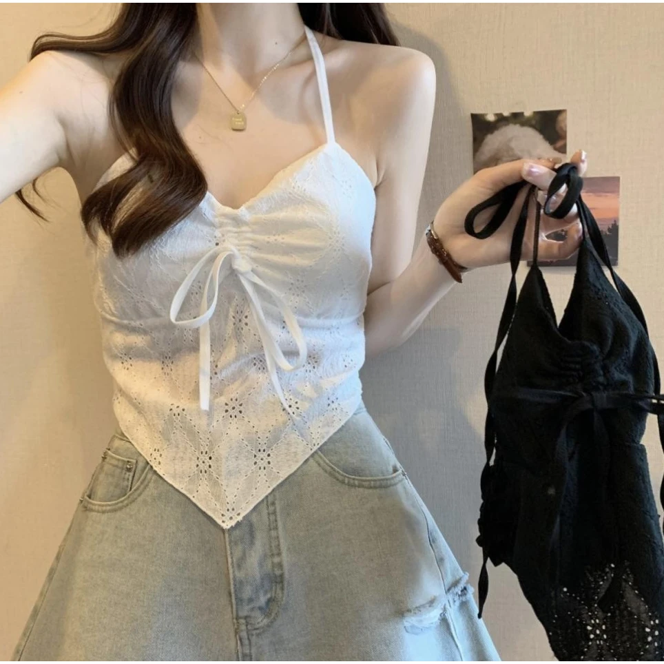 挂脖吊带背心女内搭夏季新款不规则别致小众辣妹美背外穿上衣