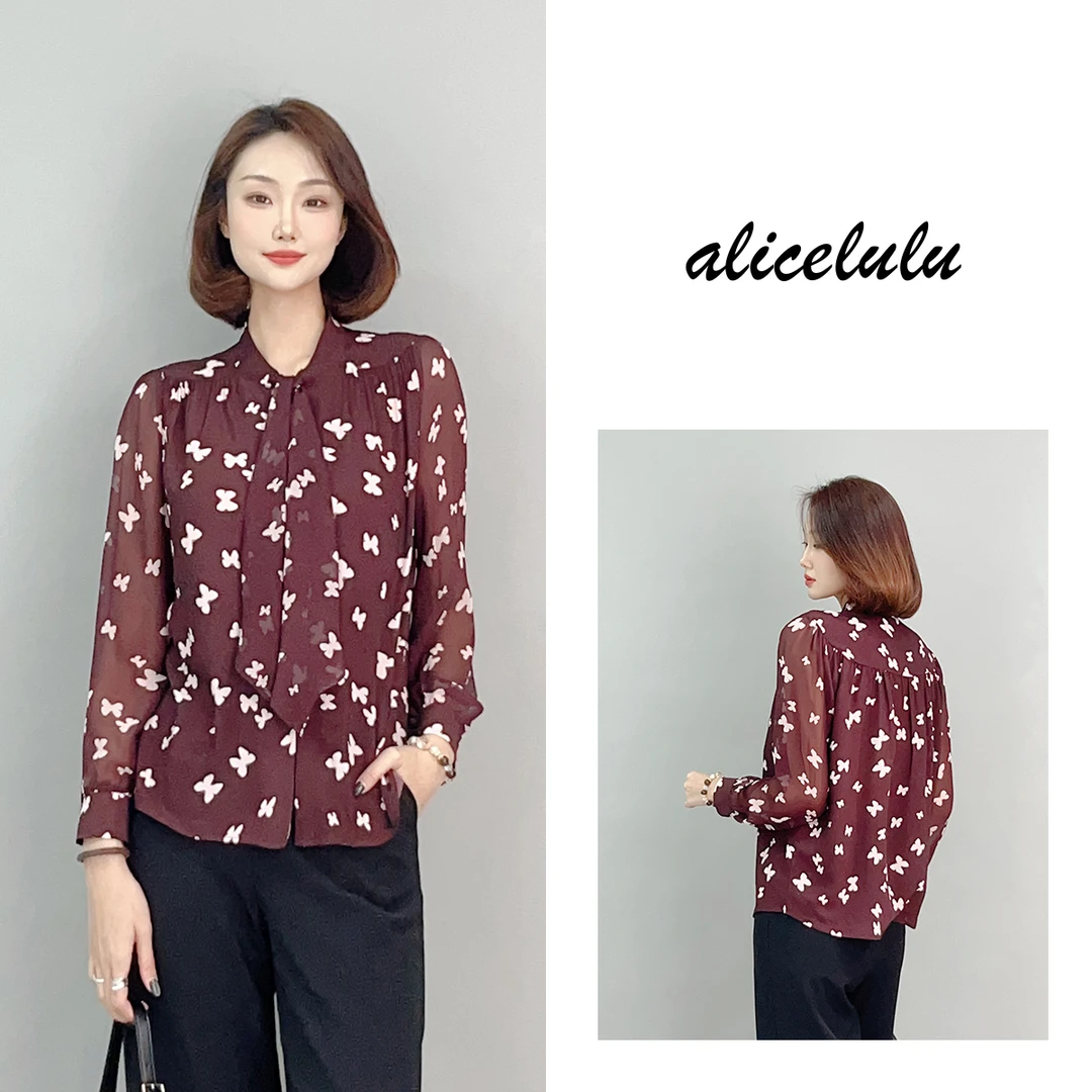2 ALICE 蝶影福来衬衫 轻盈透气 优雅通勤 S2141876E