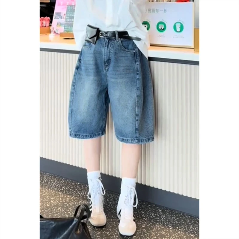 艾塔莉显瘦基础款牛仔裤女夏季新款宽松舒适短裤时尚百搭直筒裤