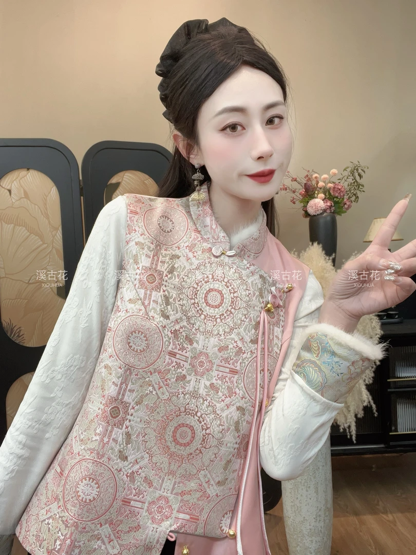 【芳华】2025薄款早春织锦马甲女高级新中式时尚气质