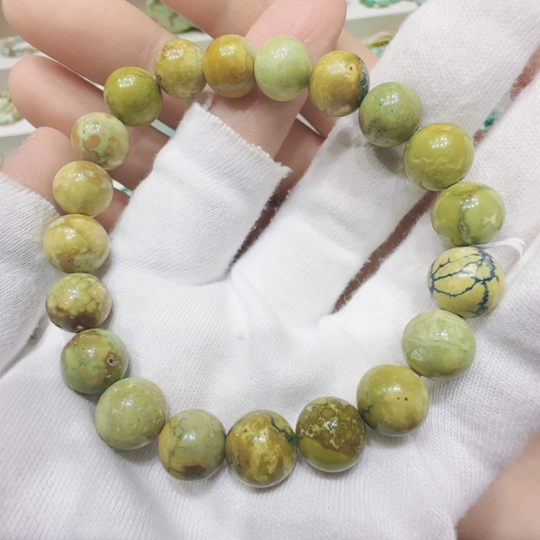 绿松石银S925镀金镶嵌原矿绿松石