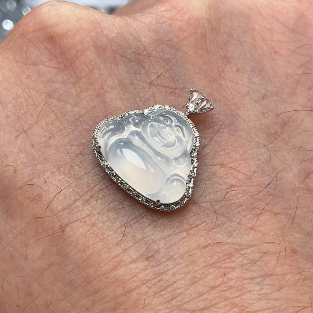 吊坠(不含链)18K金镶嵌翡翠佛公