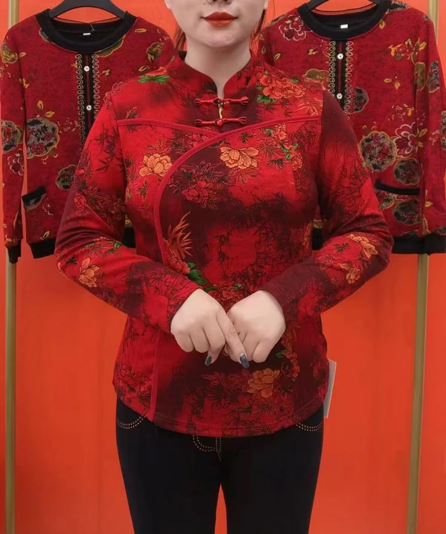 秋季新款显瘦双盘扣气质修身中老年女装上衣