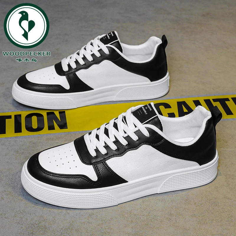【正品】啄木鸟男鞋夏季透气皮面小白鞋潮流百搭运动休闲低帮潮鞋