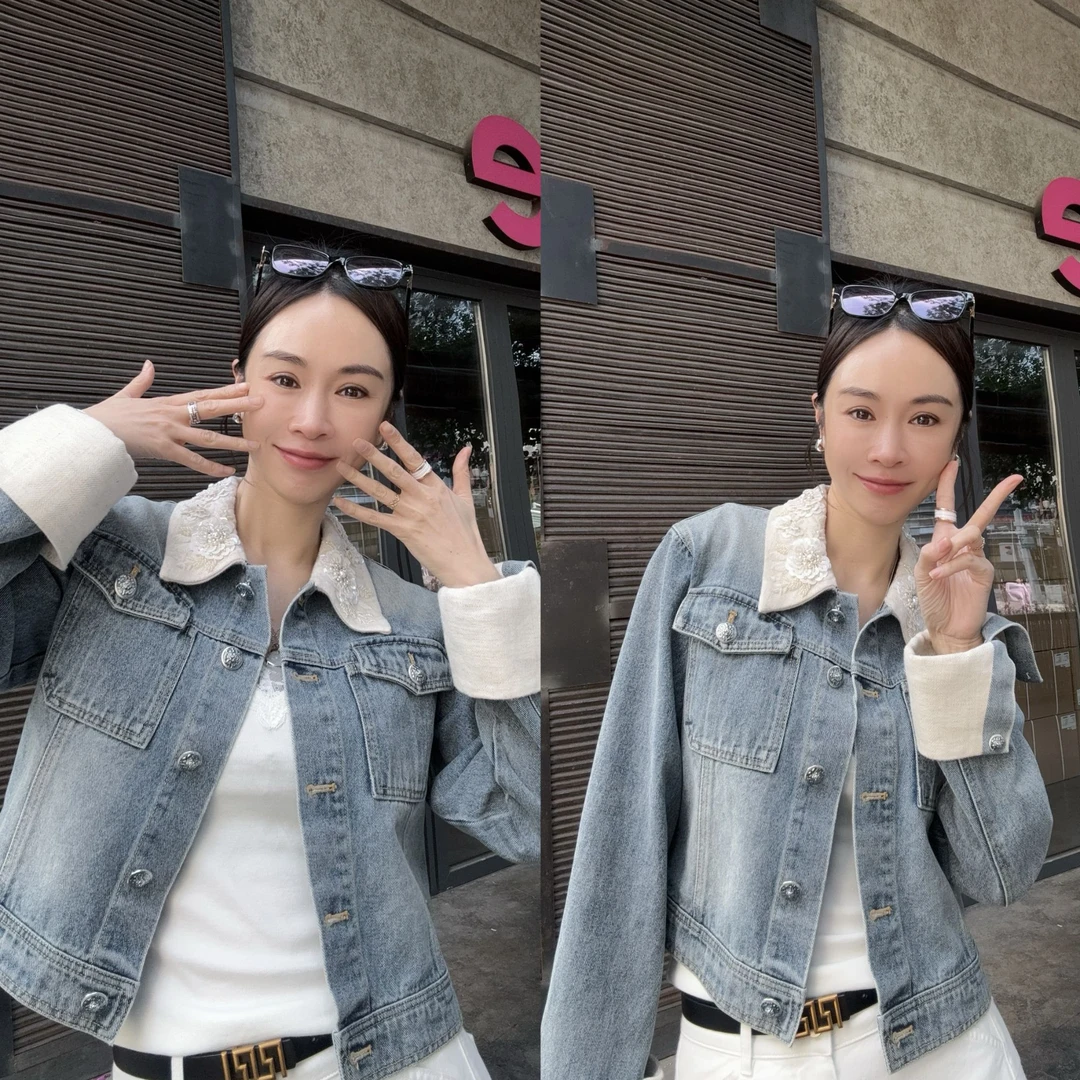 （小雨推荐）2025年新款春款时尚修身百搭休闲重工牛仔衣