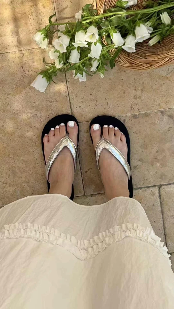 欧美风方头人字拖休闲风女凉拖鞋极简风