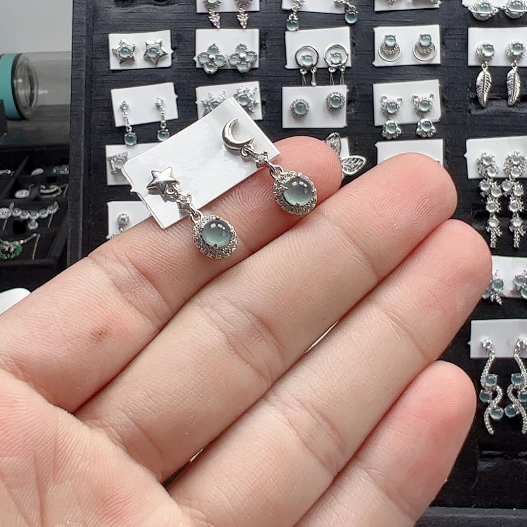 翡翠戒指银S925镶嵌ℳ***婷不退不换