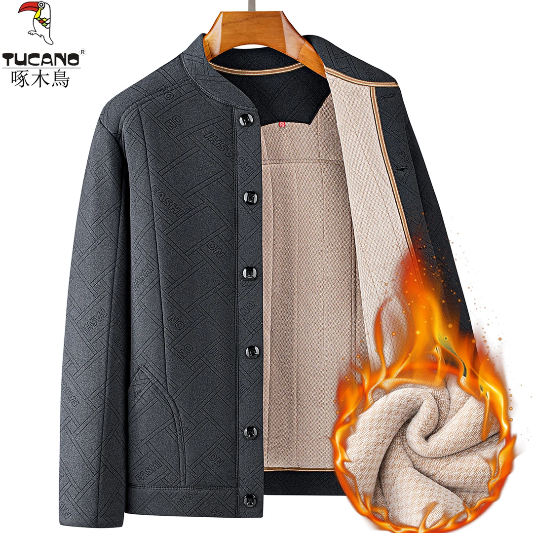 啄木鸟老年人爸爸装男装70-80岁棉衣加绒加厚保暖棉服老人爷爷装