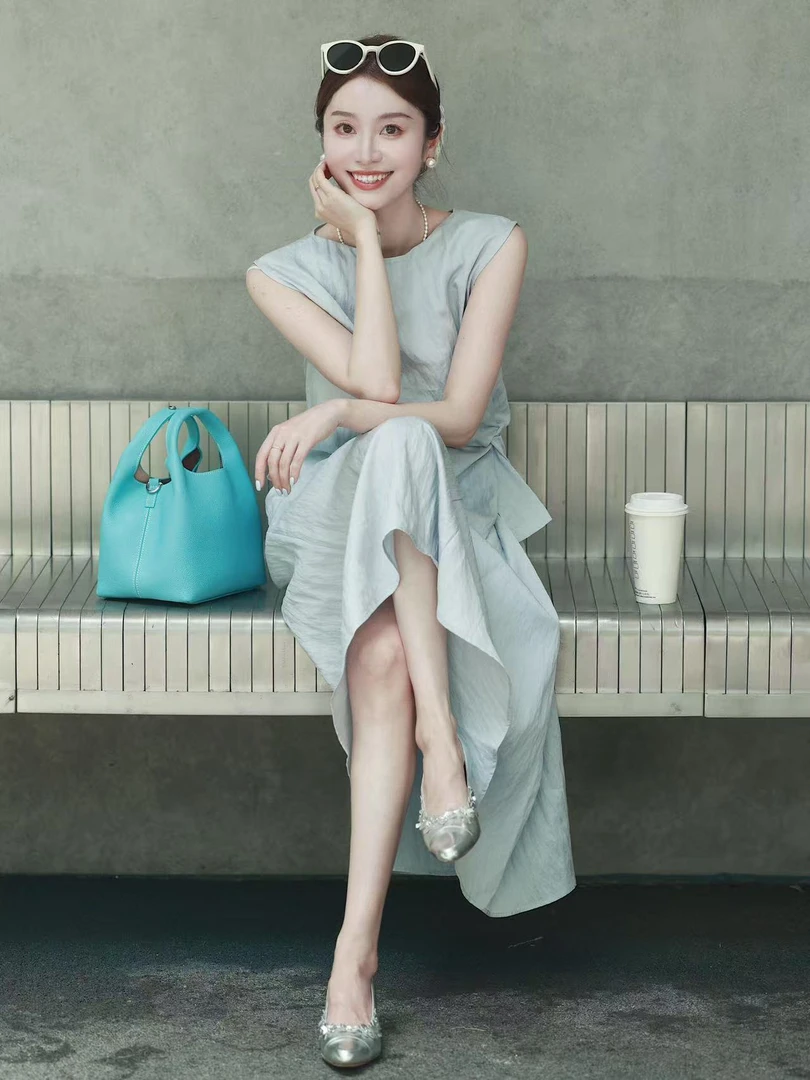 SS1315夏季夏装新女士上衣搭半身裙飘逸两件套复古套装中长款纯色