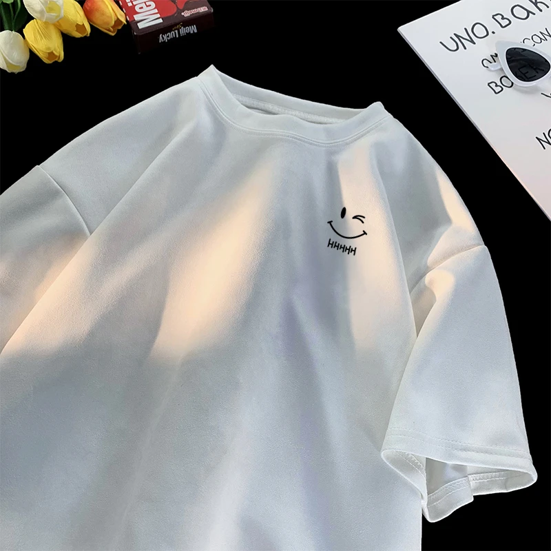 圆领日常薄款短袖夏季大白鲨T恤上衣半袖美式小众韩版百搭印花