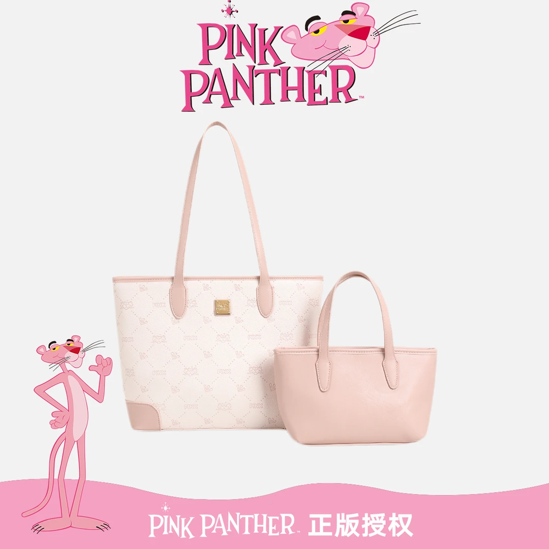 【PinkPanther】2025新款休闲时尚潮流印花压边手提单肩托特包P13