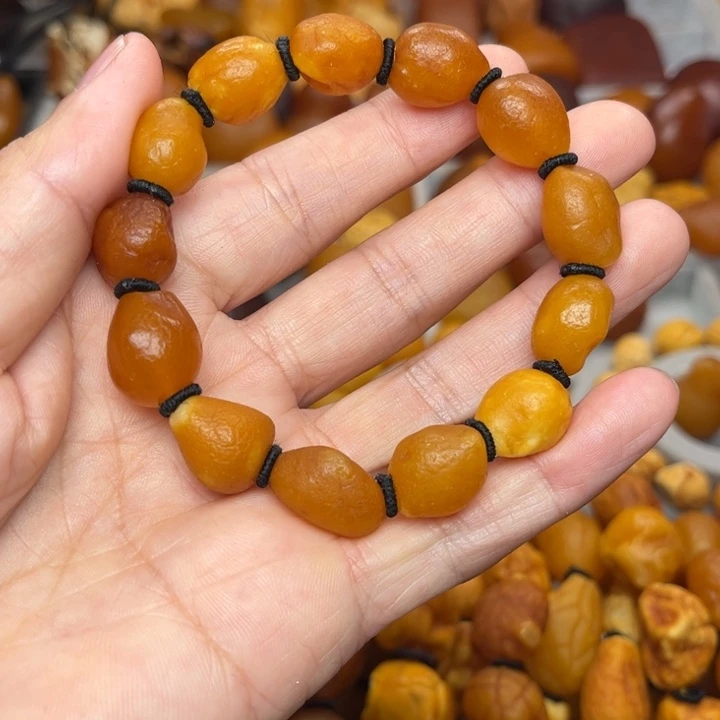 琥珀未镶嵌裸石天然蜜蜡手串