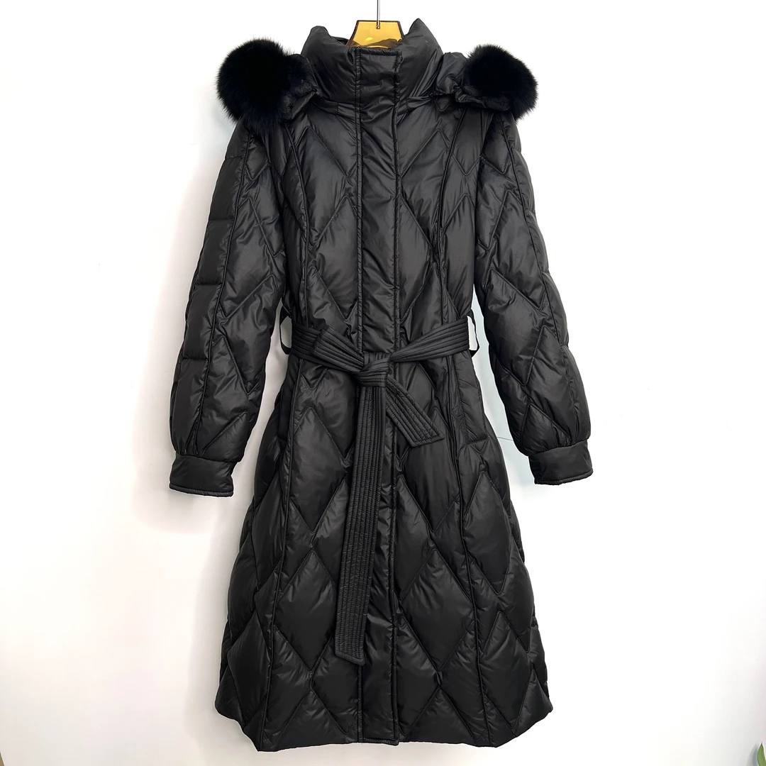 《小丽推荐》新款90白鹅绒服真狐狸毛领修身显瘦气质百搭长款加厚