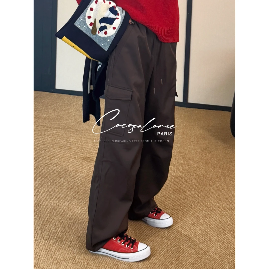 韩彬彬"工装裤"420g加绒加厚秋冬慵懒随性风松紧腰百搭长裤3442-8