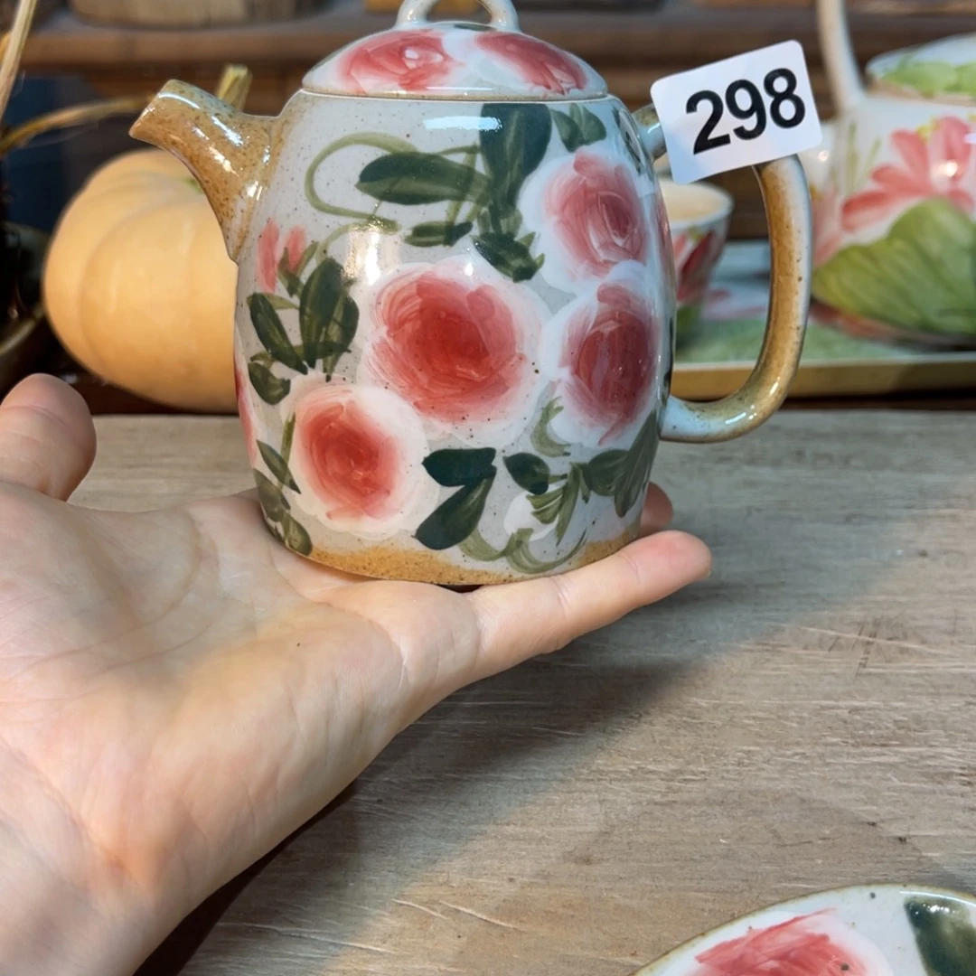 壶素浅陶瓷手工手绘