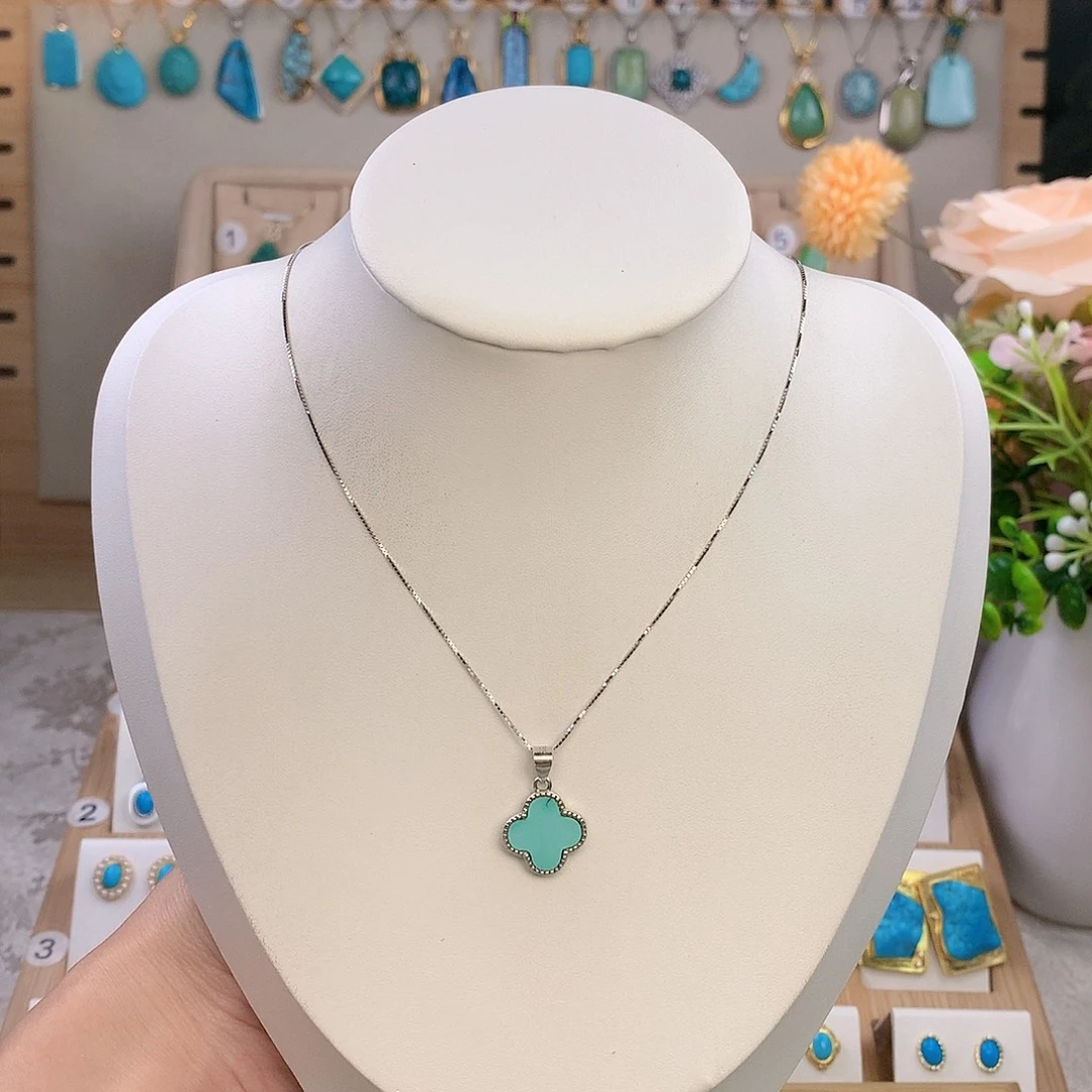 银S925镶嵌绿松石颈饰