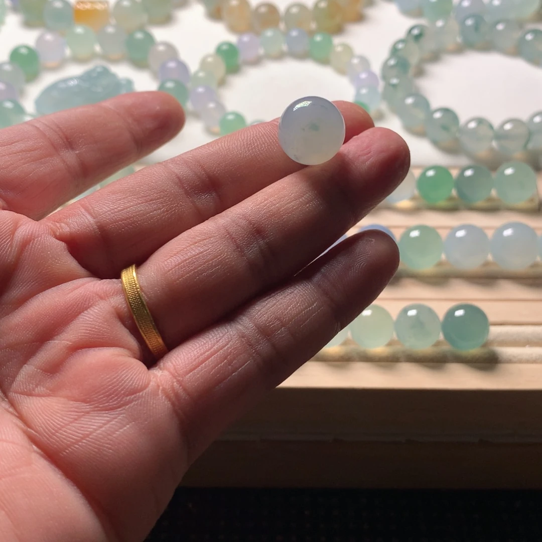 翡翠未镶嵌手链天然翡翠卡13.8单珠