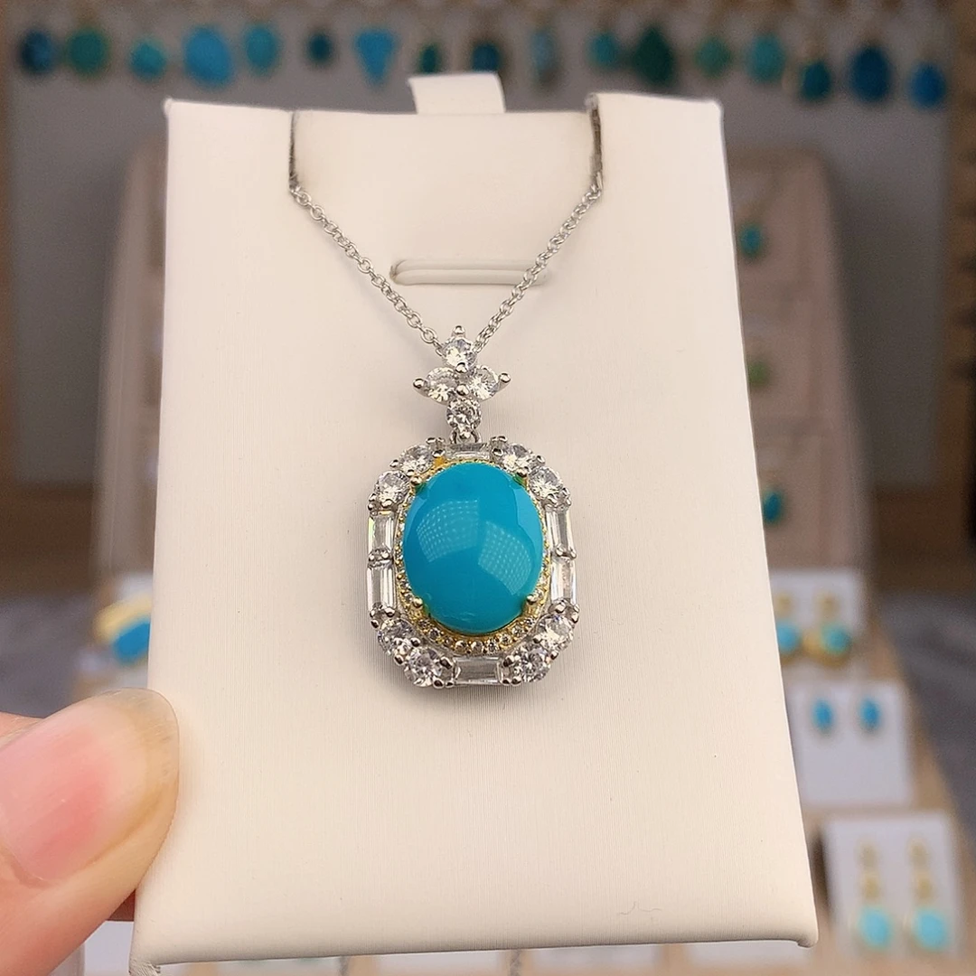 绿松石银S925镶嵌颈饰