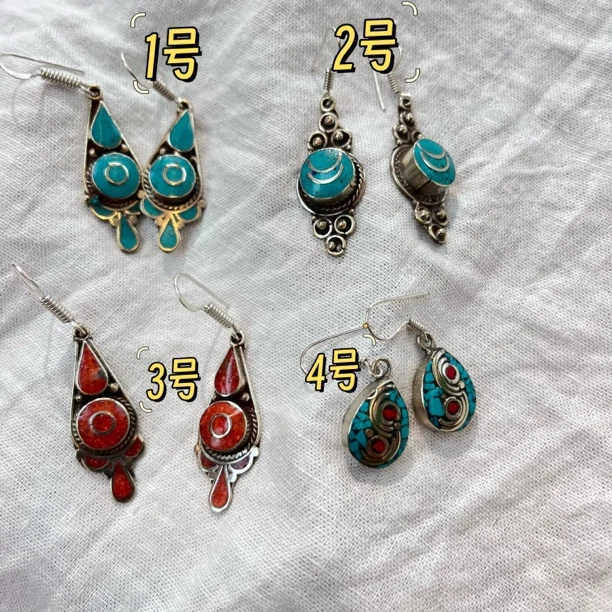 纯铜耳饰 央稞【白铜耳环耳环】2025新款藏式耳坠民族饰品