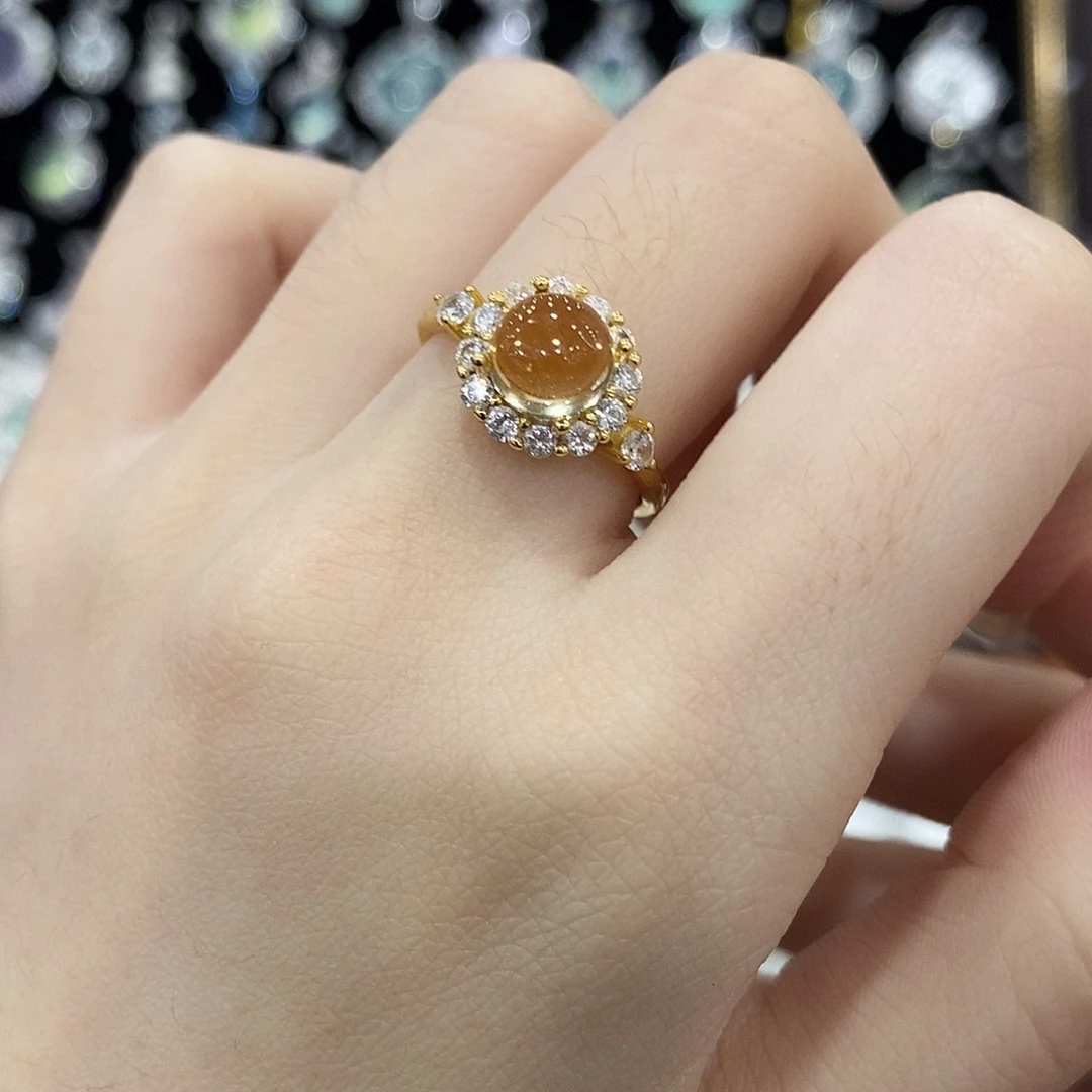 戒指银S925镶嵌黄晶