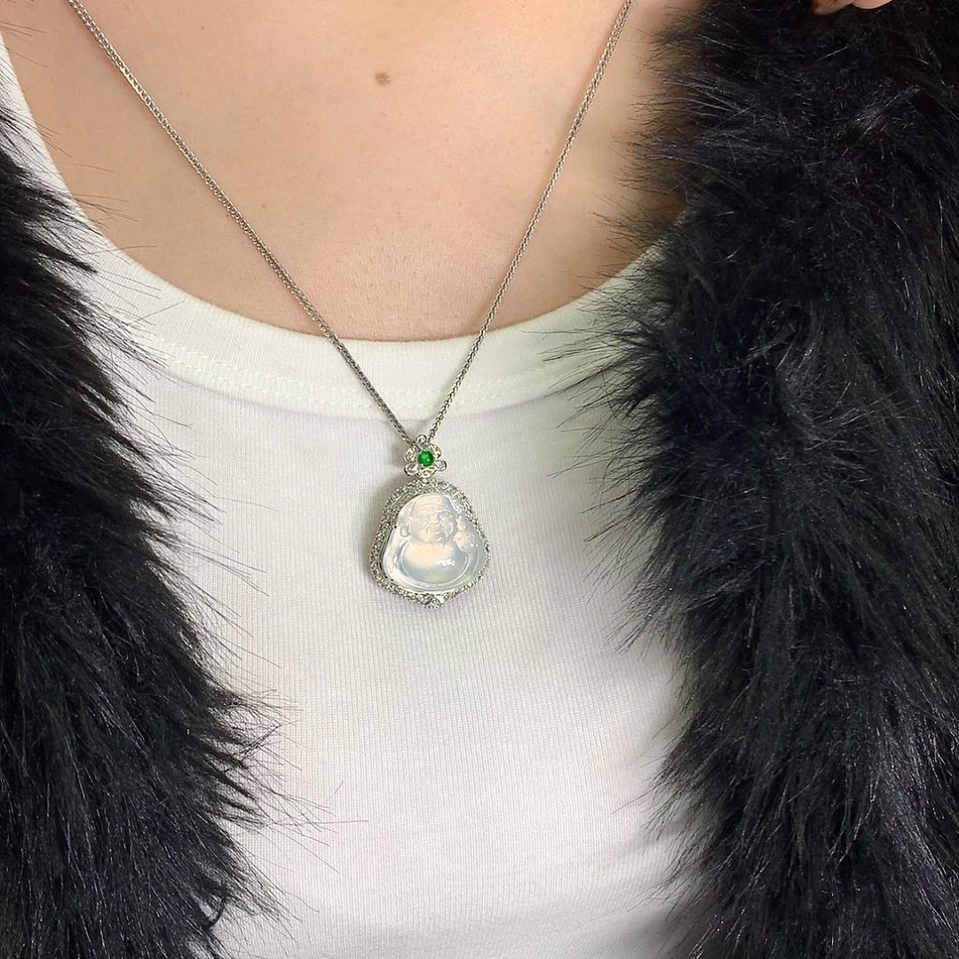 翡翠18K金镶嵌颈饰