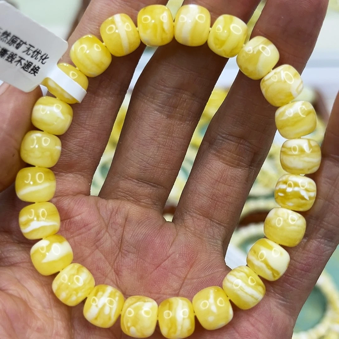 蜜蜡未镶嵌手链千层雪9.3mm老型手串