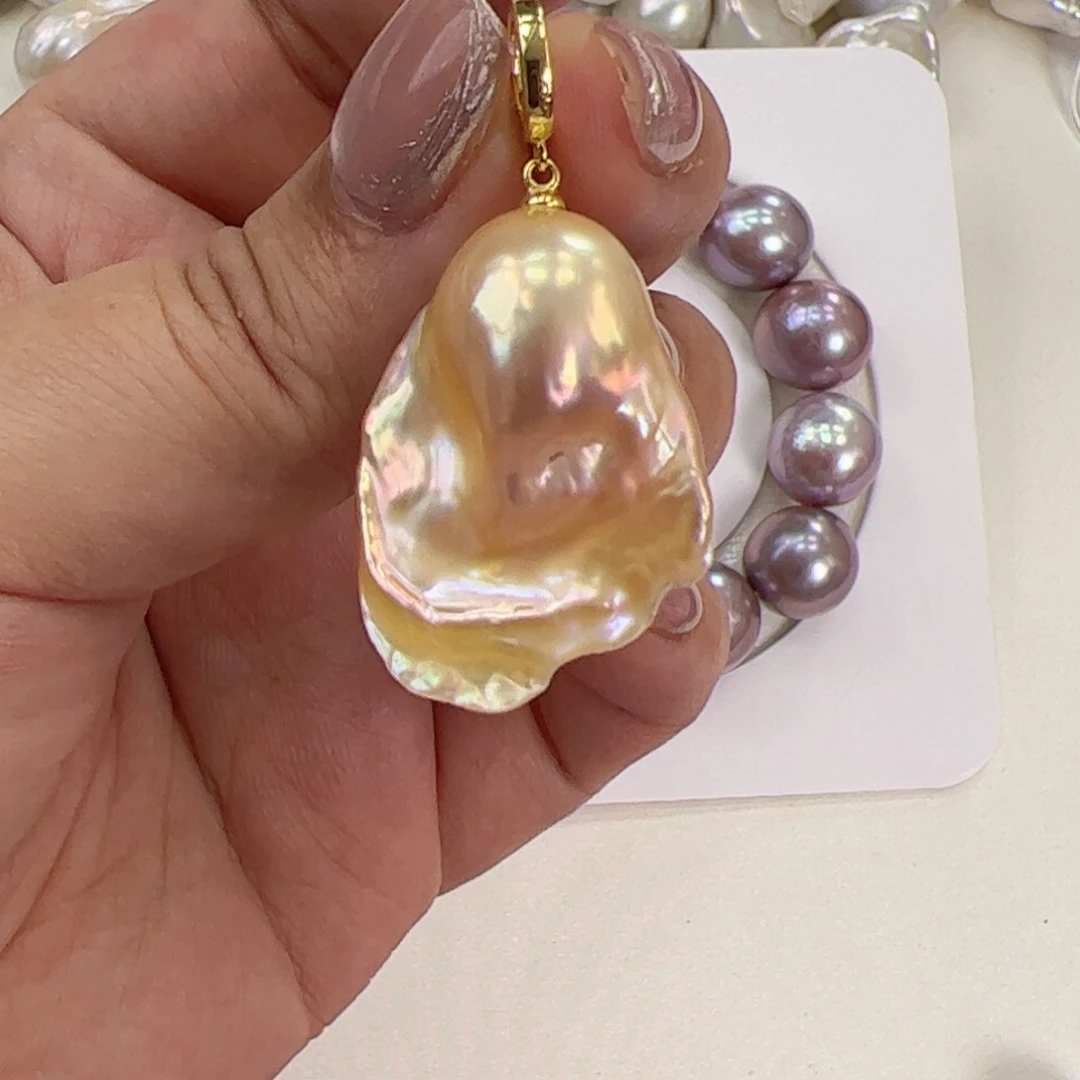 淡水珍珠银S925镶嵌吊坠(不含链)